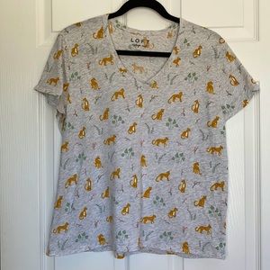 Ann Taylor LOFT large vintage soft vneck - cheetah leopard print